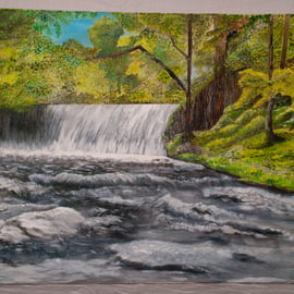 Original acrylic waterfall painting