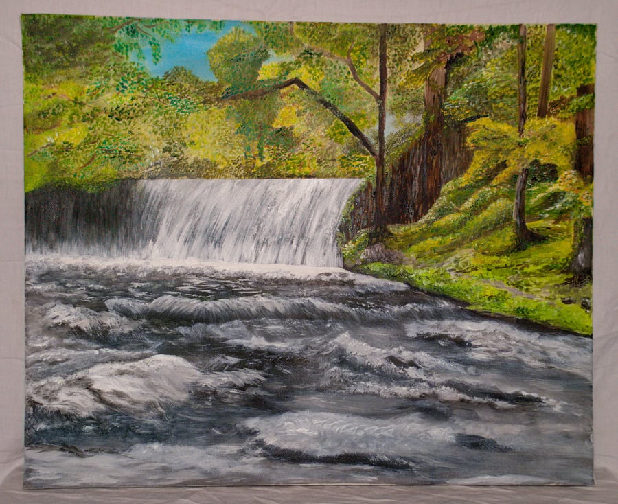 Original acrylic waterfall painting