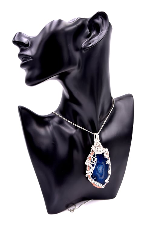 Blue chunky pendant; pefect gift fo her; unique birthday present; 