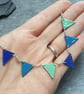 Blue and green enamel bunting flag necklace, Sterling silver and copper - Image 2