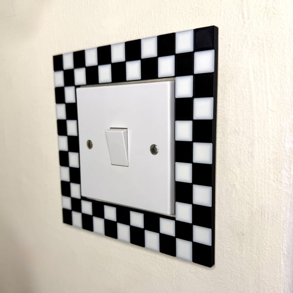Checkered Light Switch Frame - Race Car Decor for UK Switches