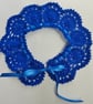 Blue Crochet Lace Collar, Handmade Detachable Floral Accessory with Satin Ribbon - Image 4