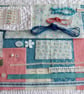 Vintage Blue and Rose Pink Slow Stitching kit with antique textiles - Image 1