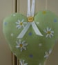   SALE    Green Spotty Heart With Embroidered Flower Detail - Image 1