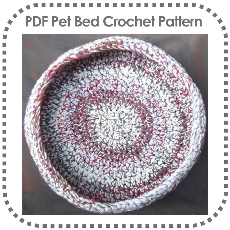 Crochet Pet Basket Pattern Chunky Cat Or Dog Bed Snug Easy to Knit PDF