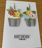 Handmade Birthday Card – Floral Cupcakes - Image 4