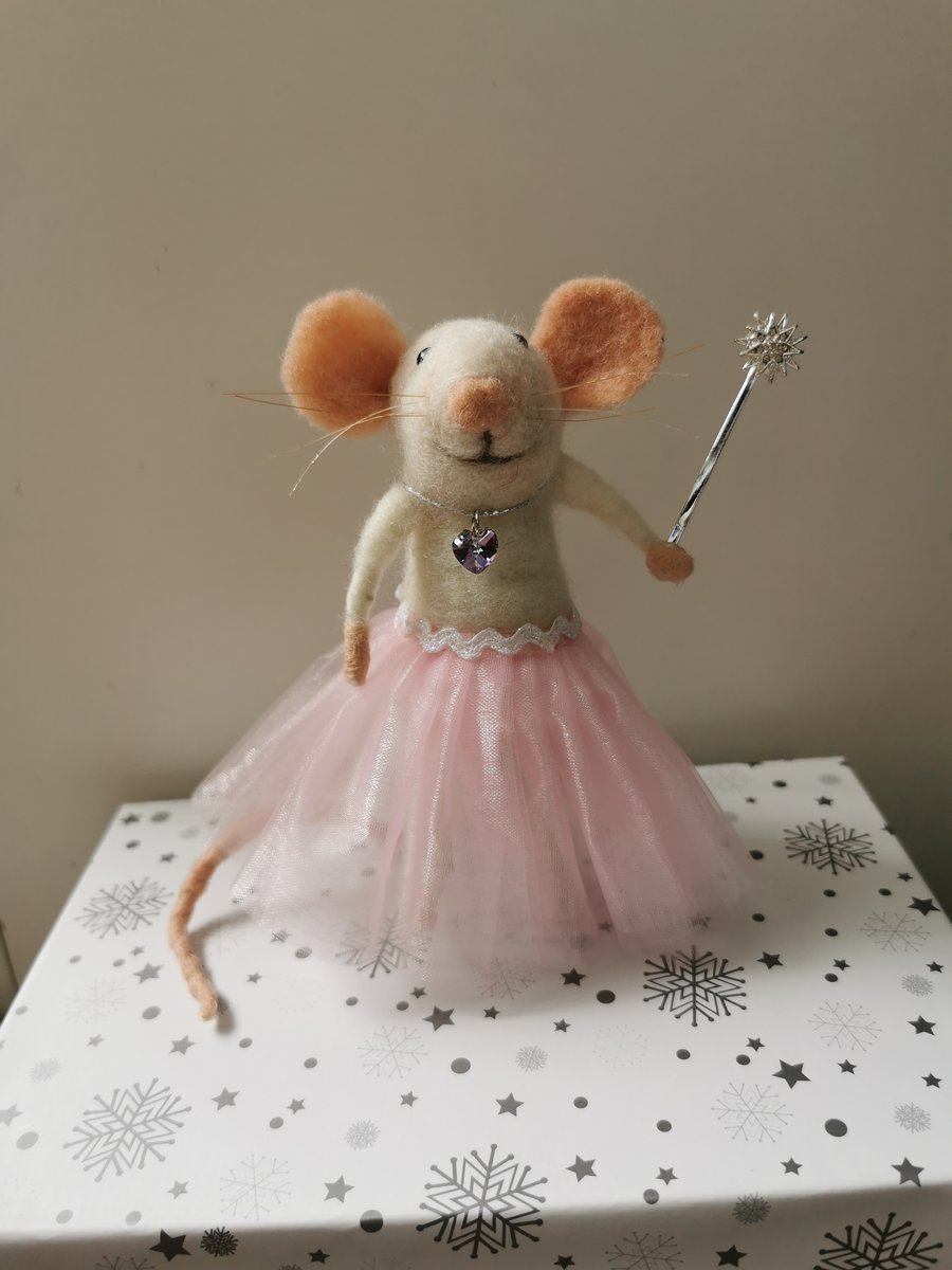 Needle felted fairy mouse
