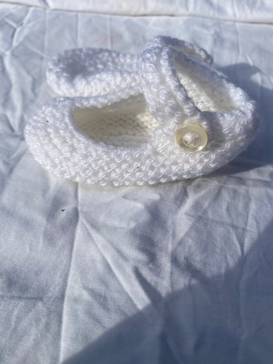 Handknitted White Mary Janes