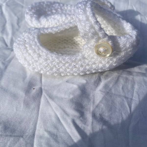 Handknitted White Mary Janes