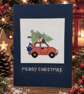 Handmade Cross Stitch Car & Christmas Tree Card – 6 x 4 Inch
