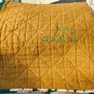 Gorgeous Handmade Luxury Fox Baby Blanket - Mustard & Green