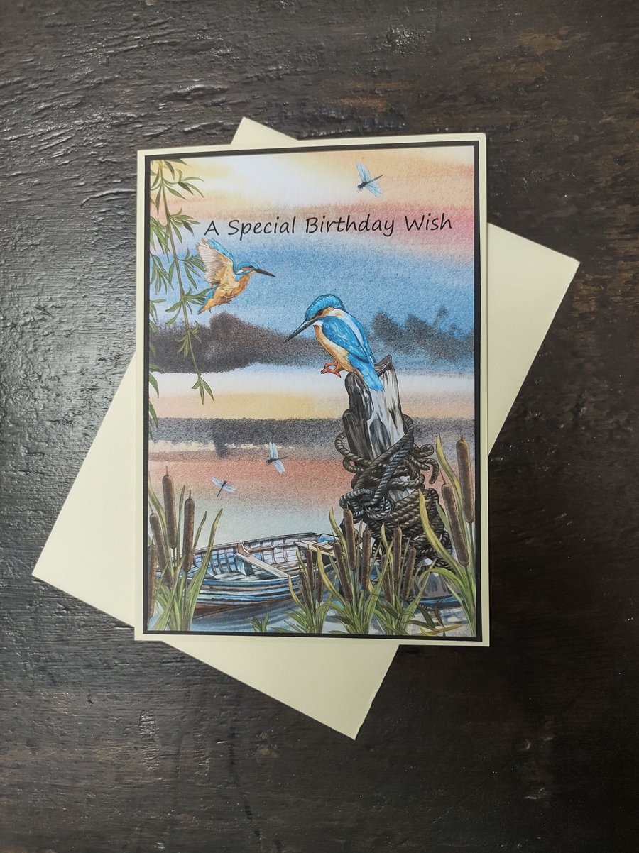 Kingfisher card, Male or Female card. Birthday Card,