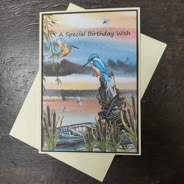 Kingfisher card, Male or Female card. Birthday Card,