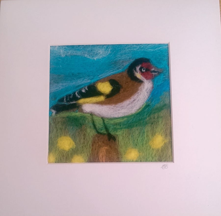 Goldfinch & Dandelion Needle Felted Picture