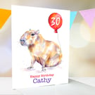 Personalised capybara birthday card, premium quality, 8th, 21st, 30th, 60th