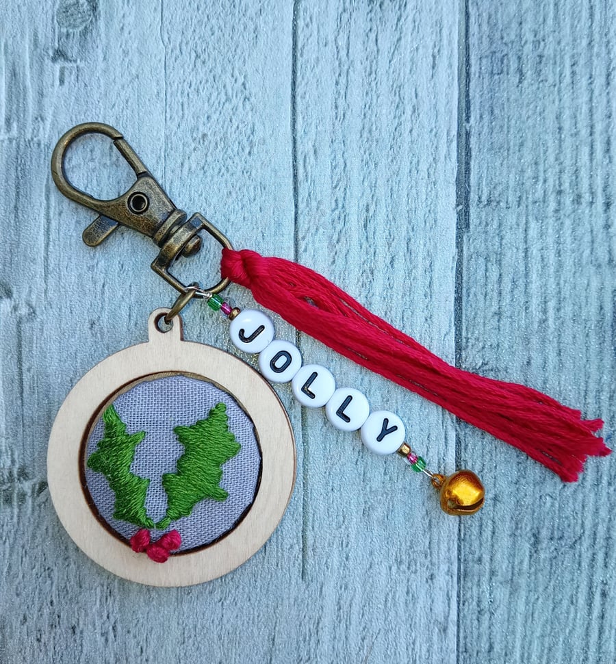 Holly Keyring or Bag Charm
