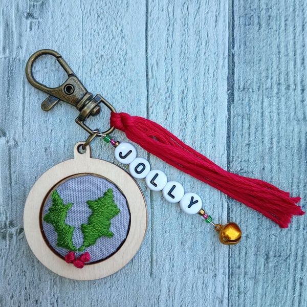 Holly Keyring or Bag Charm