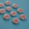 15mm Wooden Tree Buttons Pink White Multi 10pk Heart Leaves (ST3)