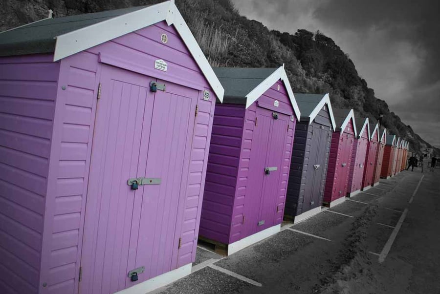 Bournemouth Beach Huts Dorset England UK 18"X12" Print