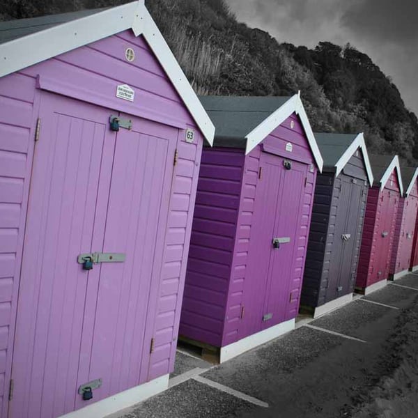 Bournemouth Beach Huts Dorset England UK 18"X12" Print