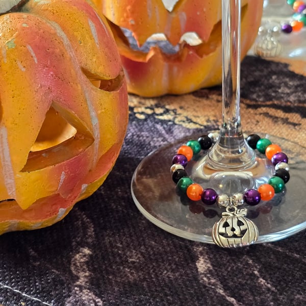 Pumpkin wine glass charms - Halloween party decorations wine,cocktail glass