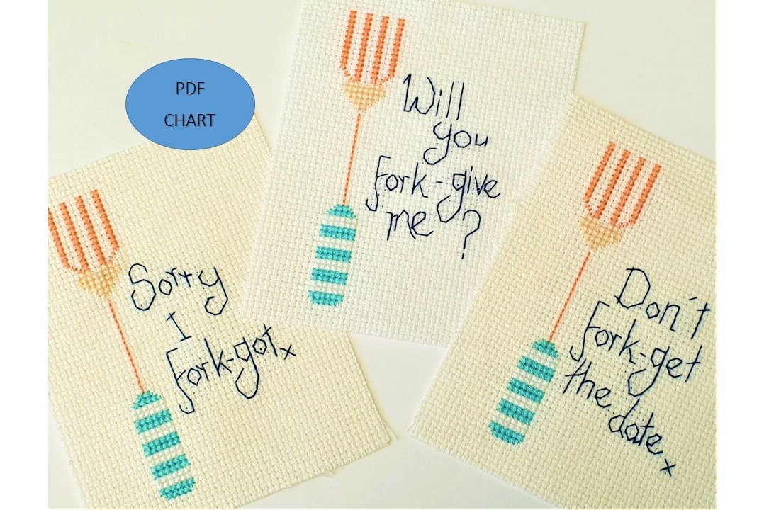 Fun Fork Designs Cross Stitch Pattern: Set of 3 (PDF Download)