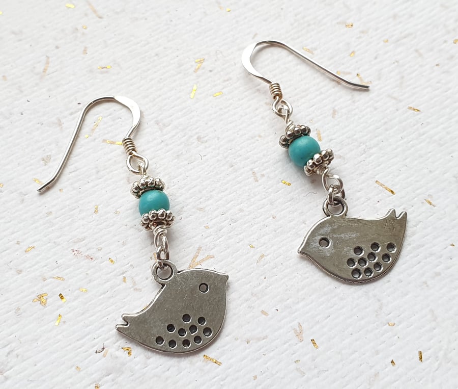 Turquoise Bird Earrings