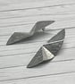 Aluminium Stud Earrings, Tri Folded Design, Round Hammered Texture, Silver - Image 3