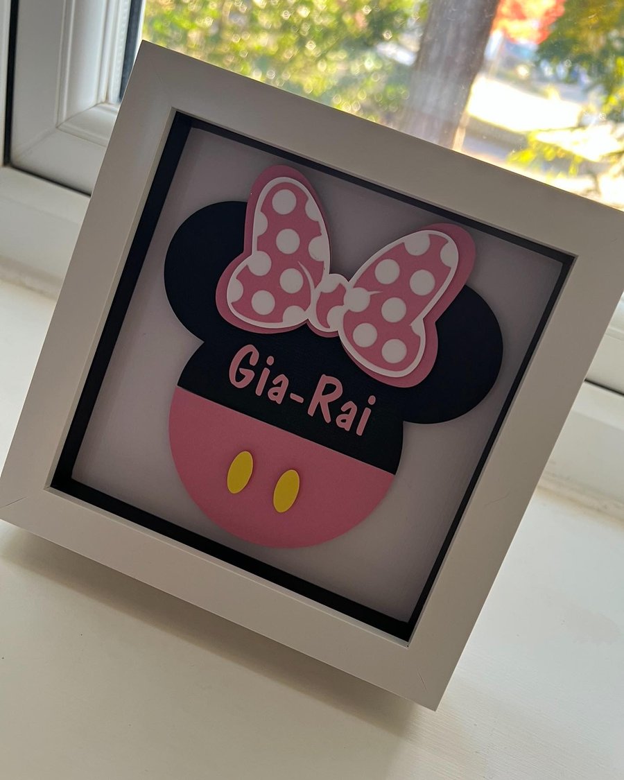 Personalised Minnie Mouse box frame 