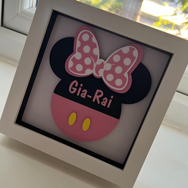 Personalised Minnie Mouse box frame 