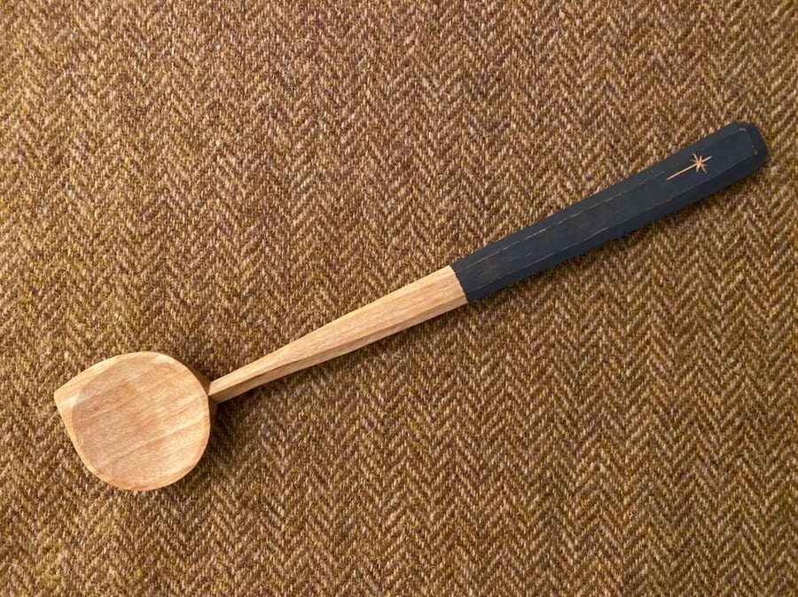 Birch Wood Cooking Spoon- with Christmas Star Motif