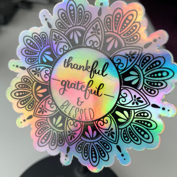 Gratitude Mandala Holographic Sticker