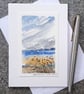 Blank Card. Handpainted. Seedheads and Beach