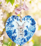 Clay Heart Blue Florals Spring Hare