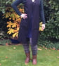  Coat, longline, sleeveless, dark navy pinstripe, long waistcoat - Image 4