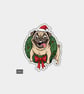 Unique Funny Christmas Sticker Xmas Decal For Adults - Cute Pug & Wreath