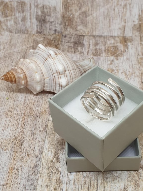 Sterling Silver 925 Unisex Spiral Ring
