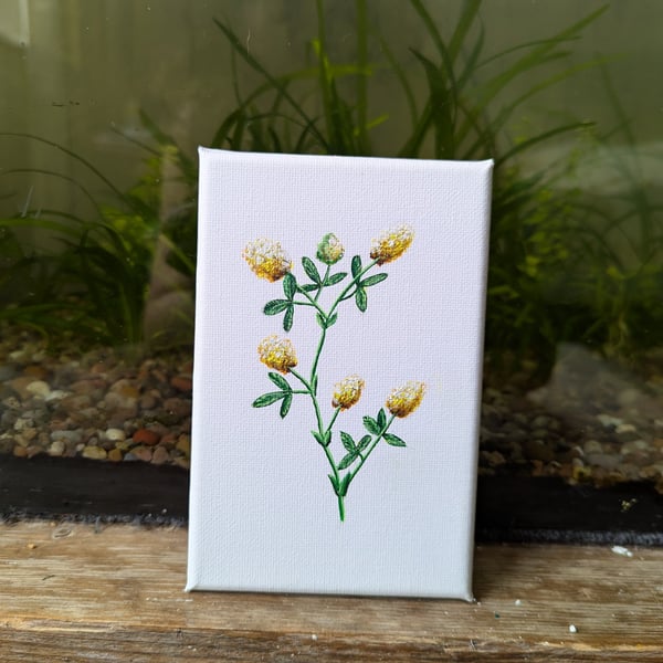 Golden Trefoil Flower Acrylic Painting 