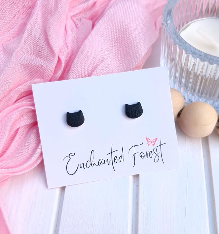 Mini Black Cat Stud Earrings, Cat Lover Jewellery, Accessories & Gifts