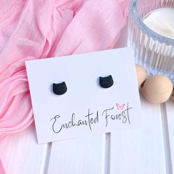 Mini Black Cat Stud Earrings, Cat Lover Jewellery, Accessories & Gifts