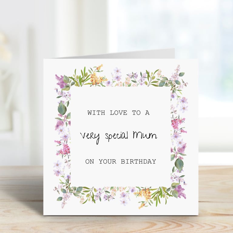 Beautiful birthday card with a pretty floral border 