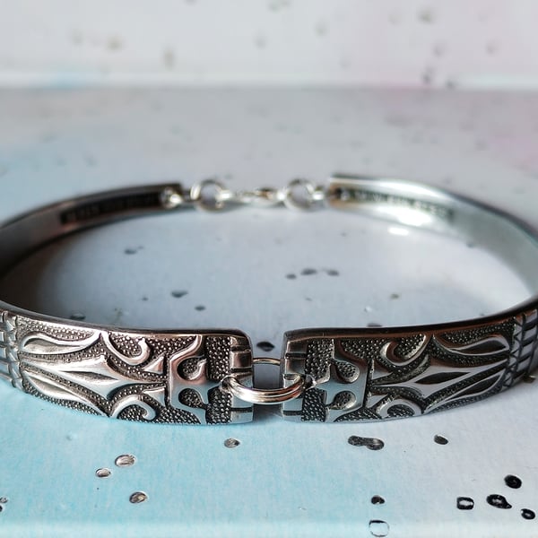 Handmade stainless steel vintage spoon handle bracelet. 