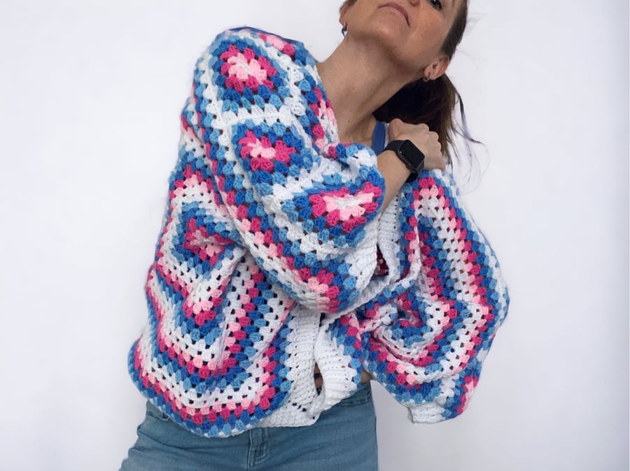 Crochet Granny Square Hexagon Cardigan 