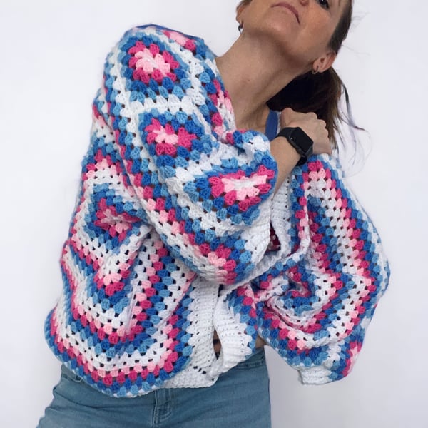 Crochet Granny Square Hexagon Cardigan 