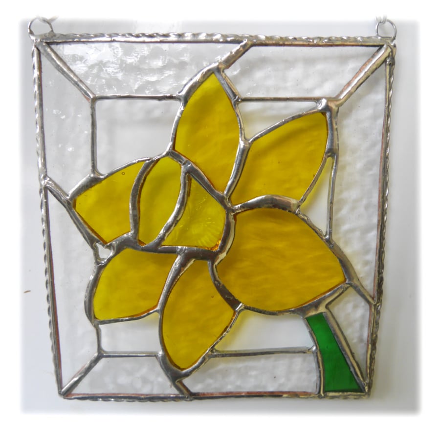 Daffodil Stained Glass Framed Suncatcher Spring Flower 039