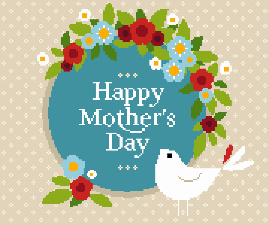231 - Mother's Day Baby Bird Cross Stitch Pattern: Floral Blossom Design (PDF)