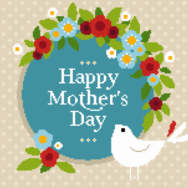 231 - Mother's Day Baby Bird Cross Stitch Pattern: Floral Blossom Design (PDF)