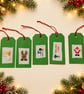 Five Large Handmade Cross-Stitch Christmas Gift Tags – Santa and Friends - Image 1