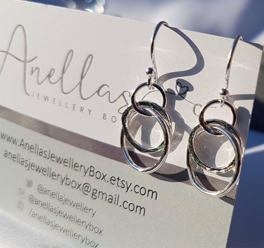 Interlocking Hoop Earrings, Interlinked Earrings, Circle Earrings, Double Hoops