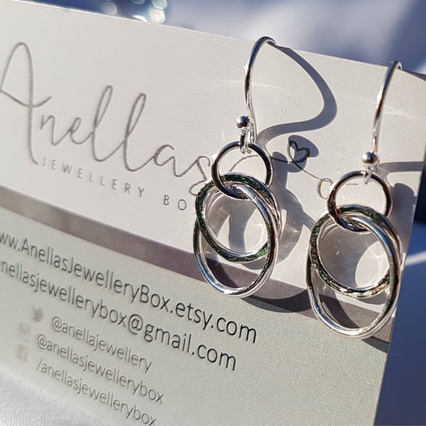 Interlocking Hoop Earrings, Interlinked Earrings, Circle Earrings, Double Hoops